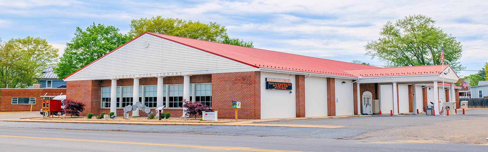 Full front view of the library